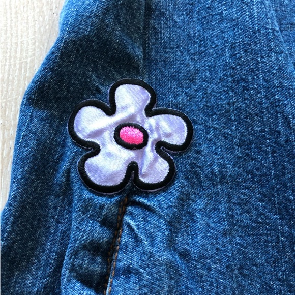 Y2K Mudd Flare Bell Bottom Floral Patch Jeans Size 11 - Picture 10 of 16